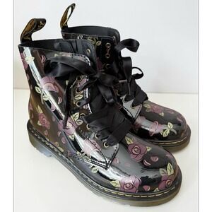 Dr. Martens 1460 Size 6 Pascal Y Decayed Roses Patent Lamper Black Print NWOB
